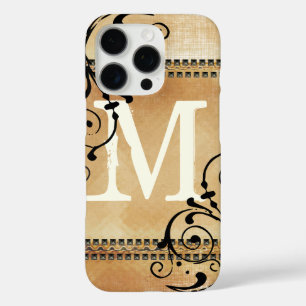  Grunge Faux Nail Head Monogram iPhone 16 Pro Hoesje