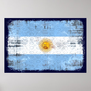 Grunge flag of Argentina for La Albiceleste fan Poster