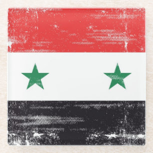 Grunge Flag van Syrië. Glazen Onderzetter