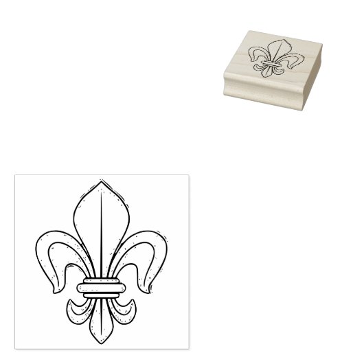Grunge Fleur de Lis Outline Franse  Craft Rubberstempel (Gestempeld)