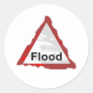 Grunge Flood Sign Ronde Sticker