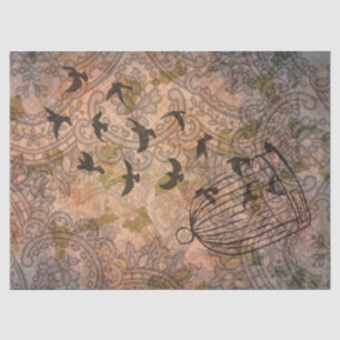 Grunge Floral Birdcage  Lace Tissue Paper Tissuepapier