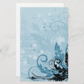 Grunge Floral Design - Light Blue Briefpapier (Voorkant / Achterkant)