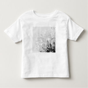 Grunge Floral Design - Light Grey B&W Kinder Shirts