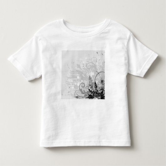 Grunge Floral Design - Light Grey B&W Kinder Shirts (Voorkant)