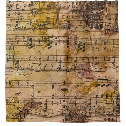 Grunge Floral Music  Botanical Douchegordijn (Voorkant)
