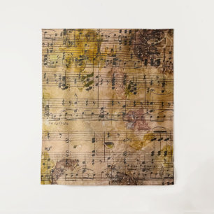 Grunge Floral Music Botanische Muur Wandkleed