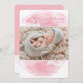 Grunge Floral Photo Faire-part de naissance (Devant / Derrière)