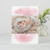 Grunge Floral Photo Faire-part de naissance (Debout devant)