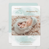 Grunge Floral Photo Faire-part de naissance (Devant / Derrière)