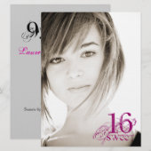 Grunge florale - invitation du bonbon 16 à photo (Devant / Derrière)