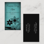 Grunge Florals Carte de visite, Turquoise (Devant / Derrière)