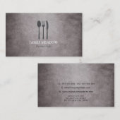 Grunge Fork Knife Spoon Restaurant Cafe Catering B Visitekaartje (Voorkant / Achterkant)