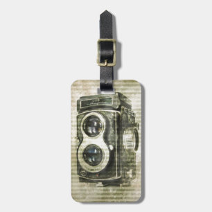 Grunge fotograaf fotografie camera bagagelabel