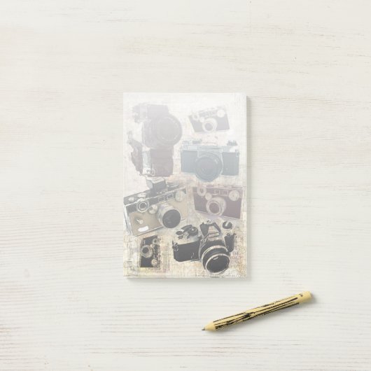 Grunge fotograaf fotografie camera post-it® notes (Op bureau)
