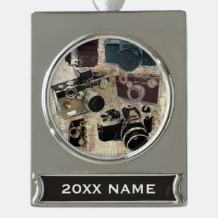 Grunge fotograaf fotografie camera verzilverd banner ornament