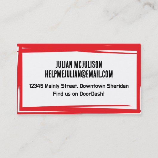 Grunge funky kunst vorkt chef-kok culinaire cateri visitekaartje (Achterkant)