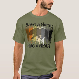 Grunge Gay Beer Pride Sla Een Paard Rid Een Beer T-shirt