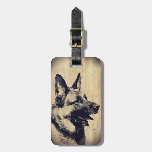  Grunge German Shepherd Dog Head Bagagelabel (Voorkant verticaal)