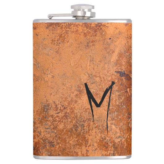 Grunge gestikt lederen monogram heupfles (Voorkant)