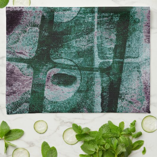 Grunge geverfde graffiti | Moody Plum Paars Green Theedoek (Gevouwen)