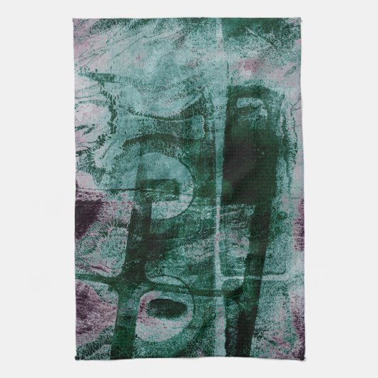 Grunge geverfde graffiti | Moody Plum Paars Green Theedoek (Verticaal)