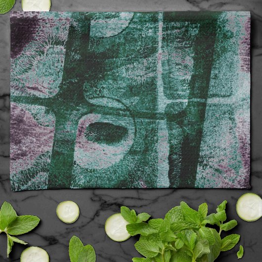 Grunge geverfde graffiti | Moody Plum Paars Green Theedoek