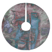 Grunge geverfde graffiti | Rust Red Blue Taupe Kerstboom Rok (Voorkant)