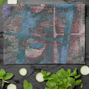 Grunge geverfde graffiti   Rust Red Blue Taupe Theedoek