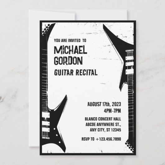 Grunge Gitaar recital Kaart (Voorkant)