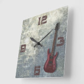 Grunge Gitaar Vierkante Muur Klok (Hoek)