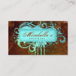 Grunge Glitter Salon Spa Brown Blue Loyalty Card