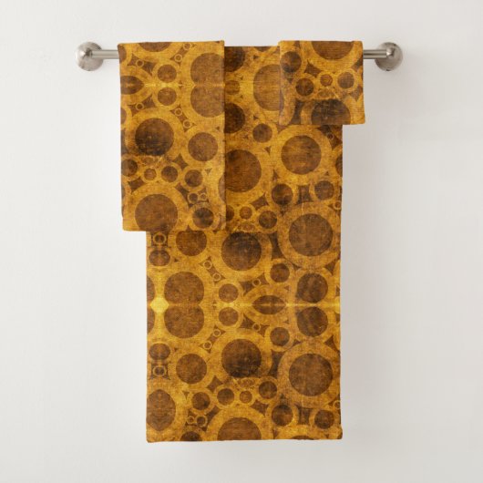 Grunge Gold Brown Steampunk Pattern Bath Towels Bad Handdoek (Insitu)