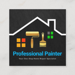 Grunge Gold Brush Rooftop Building Vierkante Visitekaartje