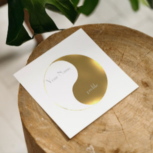 Grunge golden&white yin yang vierkante visitekaartje