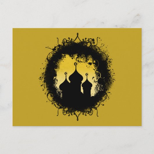 Grunge-Goth Gold and Black Ramadan Mosque Briefkaart (Voorkant)
