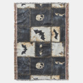 Grunge Gotische Vleermuizen & Schedels Denim Patro Deken (Voorkant Verticaal)