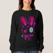 Grunge Graffiti Rabbit Pastel Goth Punk Edgy Psych Trui (Voorkant)