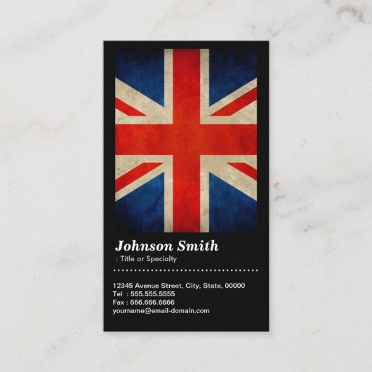 Grunge Great Britain Flag Union Jack - QR-code Visitekaartje (Voorkant)