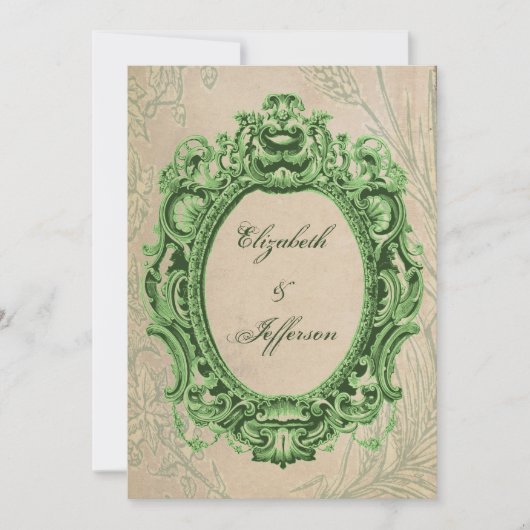 Grunge Green  Lijst Wedding Invitations Kaart (Voorkant)