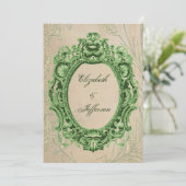 Grunge Green  Lijst Wedding Invitations Kaart (Staand voorkant)