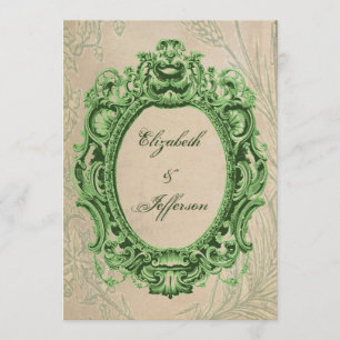 Grunge Green Lijst Wedding Invitations Kaart