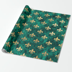 Grunge Green Velvet Fleur De Lis Mardi Gras Cadeaupapier