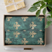 Grunge Green Velvet Fleur De Lis Mardi Gras Tissuepapier (Geschenk)
