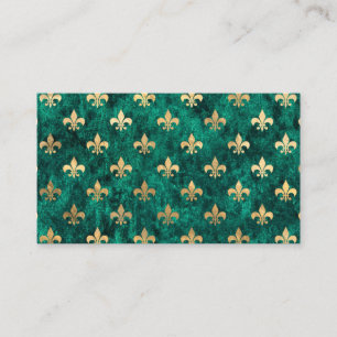 Grunge Green Velvet Fleur De Lis Mardi Gras Visitekaartje