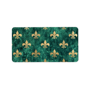 Grunge Groene Fluwelen Fleur De Lis Mardi Gras Etiket