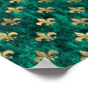 Grunge Groene Fluwelen Fleur De Lis Mardi Gras Poster
