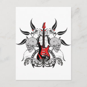 Grunge Guitar and Skull Briefkaart