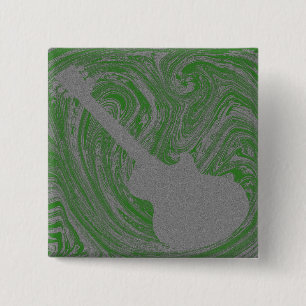 Grunge Guitar Button, Green Vierkante Button 5,1 Cm