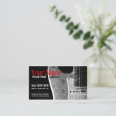 Grunge Guitar Grey/Black & Red Visitekaartje (Staand voorkant)